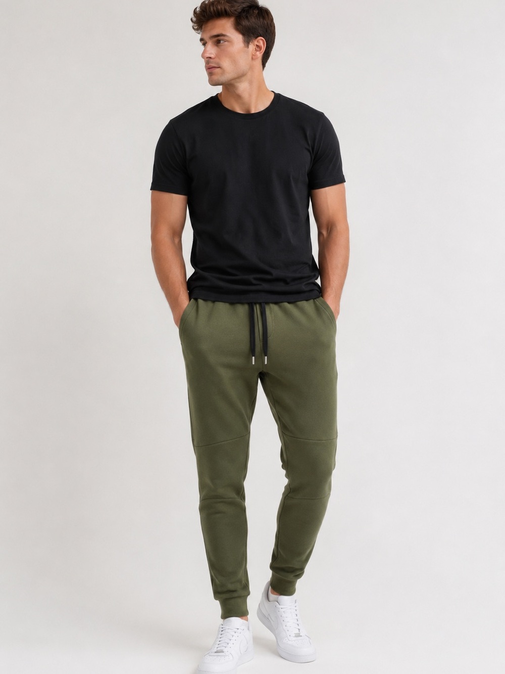 ZYIA Men's Forest Green Athletic Joggers | Tapered Performance Sweatpants